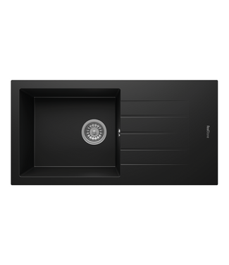 Spoelbak keuken Graniet Zwart RealStone Troya 86x50cm Inclusief Aansluitstukken