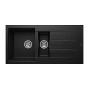 Spoelbak keuken Graniet Zwart RealStone Troya 100x50cm Inclusief Aansluitstukken