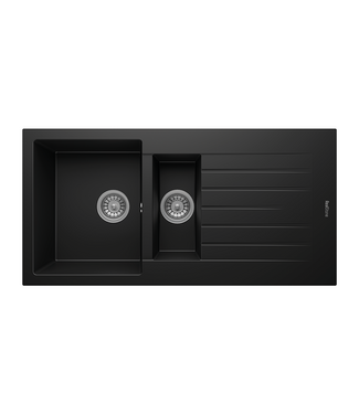 Spoelbak keuken Graniet Zwart RealStone Troya 100x50cm Inclusief Aansluitstukken
