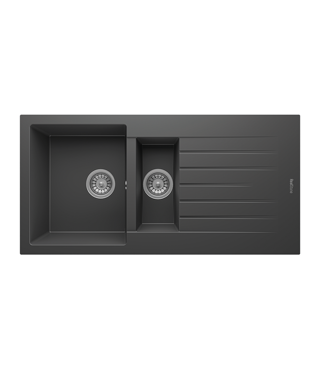 Spoelbak keuken Graniet Zwart RealStone Troya 100x50cm Inclusief Aansluitstukken