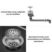 Spoelbak keuken Graniet Antraciet RealStone Troya 100x50cm Inclusief Aansluitstukken Spoelbak keuken Graniet Antraciet RealStone Troya 100x50cm Inclusief Aansluitstukken