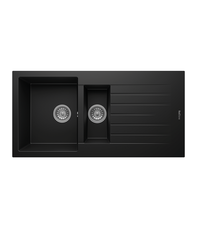 Spoelbak keuken Graniet Antraciet RealStone Troya 100x50cm Inclusief Aansluitstukken