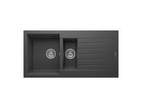Spoelbak keuken Graniet Antraciet RealStone Troya 100x50cm Inclusief Aansluitstukken