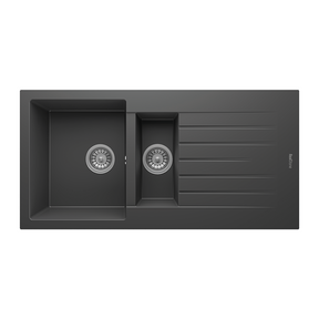 Spoelbak keuken Graniet Antraciet RealStone Troya 100x50cm Inclusief Aansluitstukken