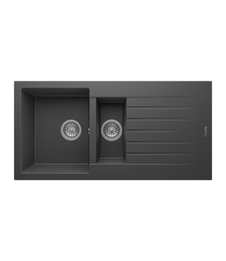 Spoelbak keuken Graniet Antraciet RealStone Troya 100x50cm Inclusief Aansluitstukken