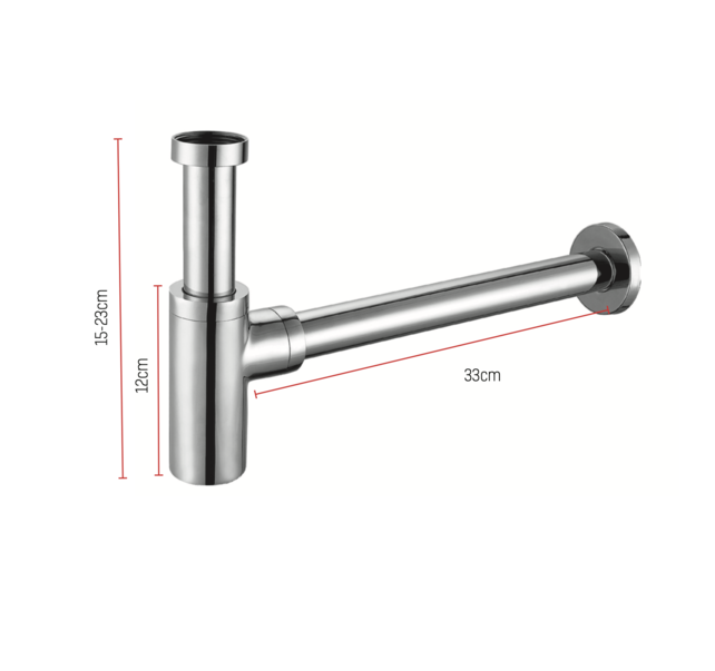 Design Sifon Wastafel Chroom 1/4 L: 33cm