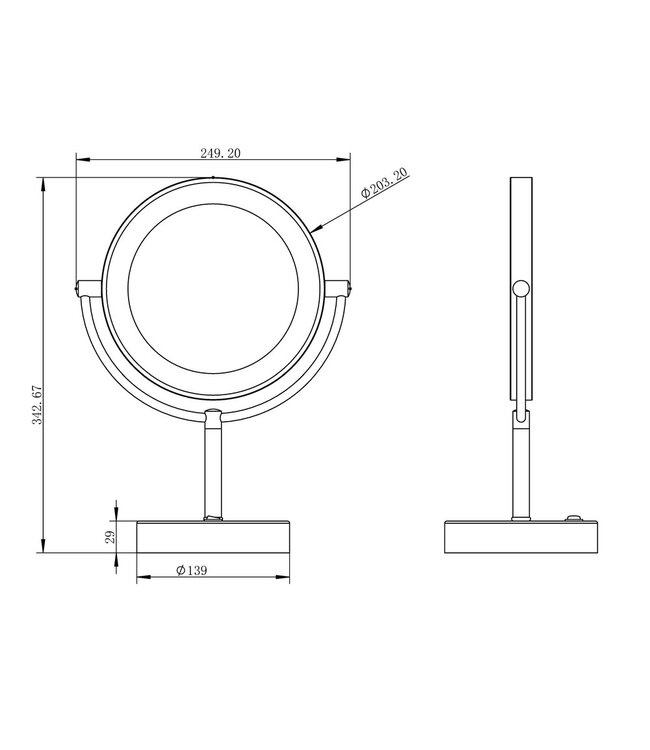 Make Up spiegel met licht Mat Zwart - 38.4145