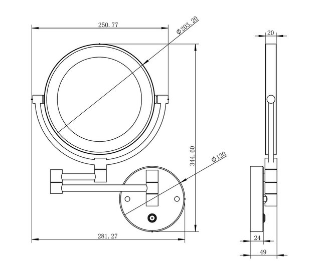 Make Up Spiegel Chroom Wandmontage Kantelbaar - 38.4135