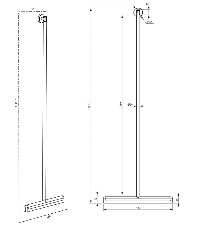 Wiesbaden Vloerwisser Wiesbaden Alonzo Geborsteld Messing met ophanghaak - 28.9033