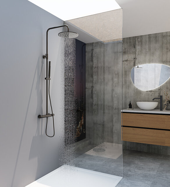 Opbouw Regendouche Xellanz Sen ECO Gunmetal thermostatische regendoucheset – 29.3849