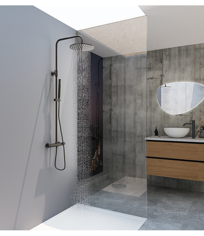 Wiesbaden Opbouw Regendouche Xellanz Sen ECO Gunmetal thermostatische regendoucheset – 29.3849
