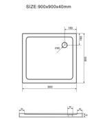 Douchebak Glossy 90x90x4cm Acryl Wit Creavit Aloni Laag Douchebak