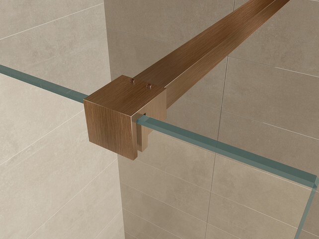 Douchewand 80cm Wiesbaden Less⎢Geborsteld Brons Koper⎢8mm Spiegel naar Rookglas - 20.3163