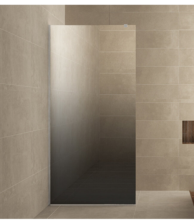 Douchewand 90cm Wiesbaden Less⎢Geborsteld Brons Koper⎢8mm Spiegel naar Rookglas - 20.3170