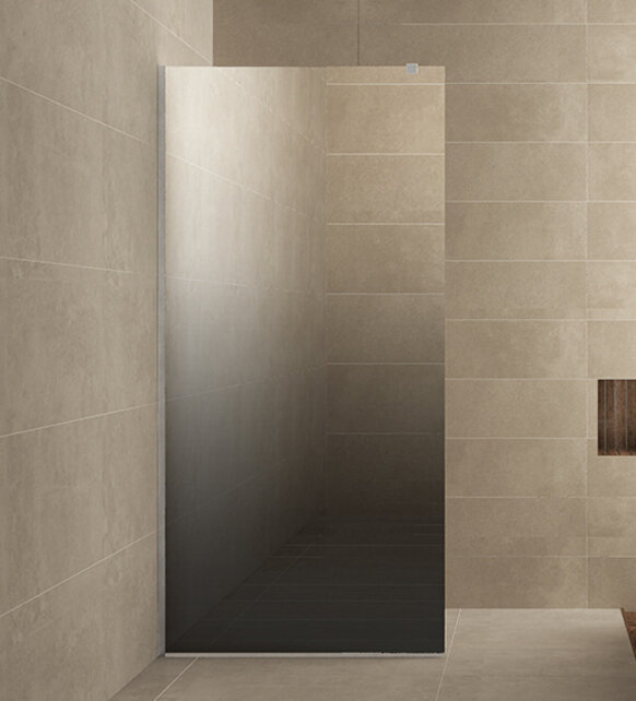 Douchewand 100cm Wiesbaden Less⎢Geborsteld Brons Koper⎢8mm Spiegel naar Rookglas - 20.3177