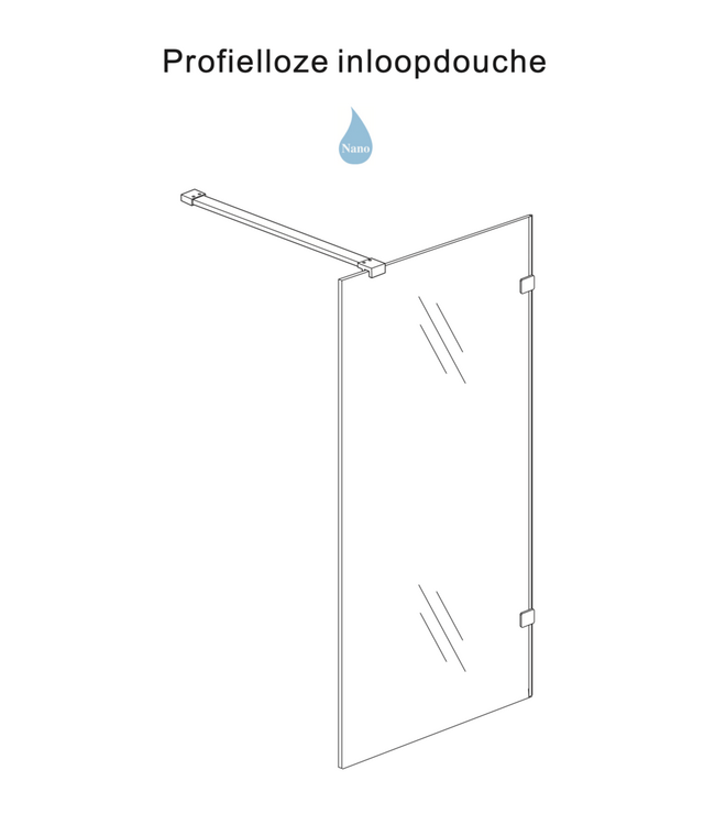 Douchewand 100cm Wiesbaden Less⎢Gunmetal⎢8mm Spiegel naar Rookglas - 20.3176