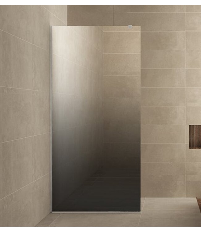 Douchewand 100cm Wiesbaden Less⎢Mat Wit⎢8mm Spiegel naar Rookglas - 20.3174