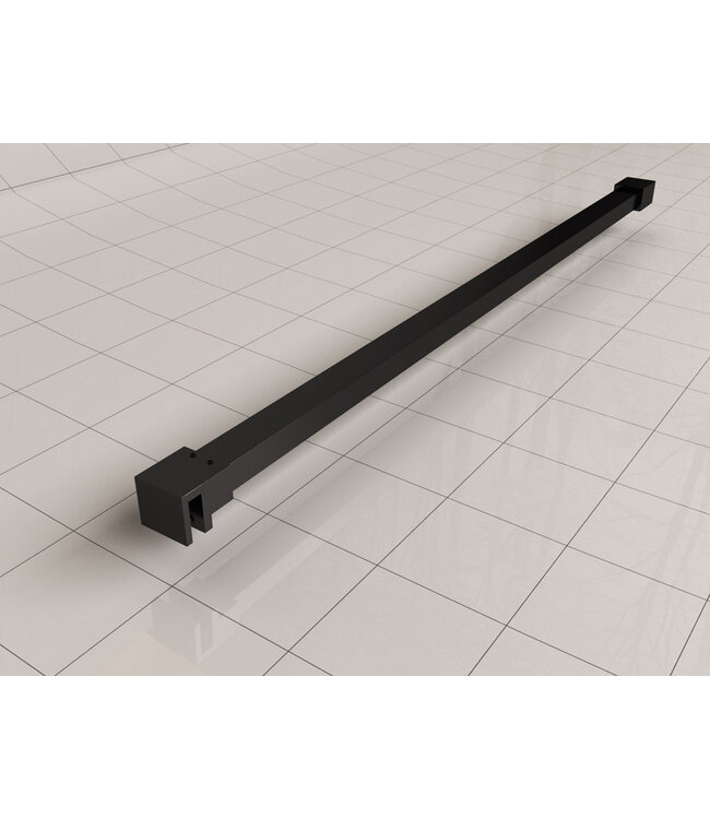 Douchewand 90cm Wiesbaden Less⎢Mat Zwart⎢8mm Spiegel naar Rookglas - 20.3166