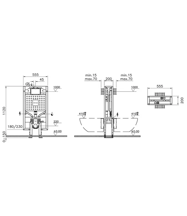 Inbouwreservoir Dubbel Toilet Vitra V-Fix Prime 20cm - 3/6L