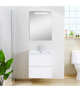 Wiesbaden Sephia badmeubel compleet met LED spiegel 60 cm mat wit - 38.4313