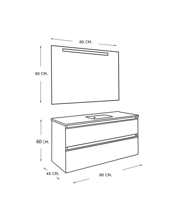 Wiesbaden Sephia badmeubel compleet met LED spiegel 80 cm mat wit - 38.4300