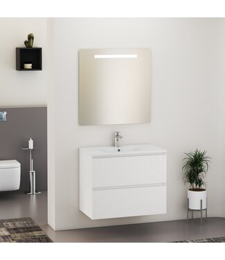 Wiesbaden Sephia badmeubel compleet met LED spiegel 80 cm mat wit - 38.4300