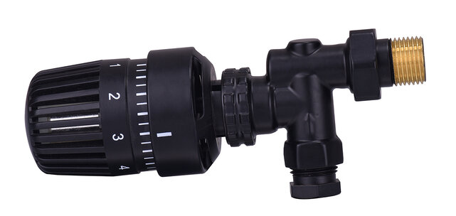 Radiatorkraan Mat Zwart Axiaal Thermostatische radiatorventiel 1/2''x15mm