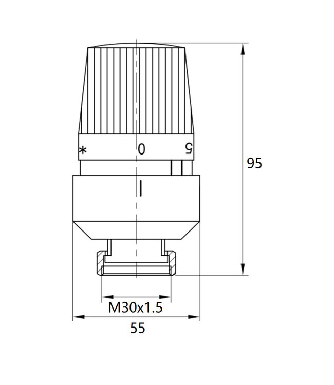 Wiesbaden Radiatorkraan Mat Zwart Axiaal Thermostatische radiatorventiel 1/2''x15mm