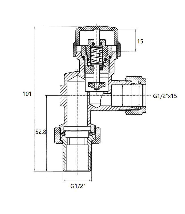 Radiatorkraan Mat Zwart Axiaal Thermostatische radiatorventiel 1/2''x15mm