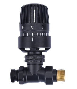 Wiesbaden Radiatorkraan Mat Zwart Recht Thermostatische radiatorventiel 1/2''x15mm