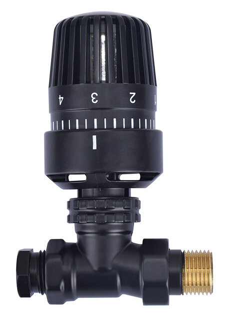 Radiatorkraan Mat Zwart Recht Thermostatische radiatorventiel 1/2''x15mm