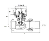 Radiatorkraan Mat Zwart Recht Thermostatische radiatorventiel 1/2''x15mm