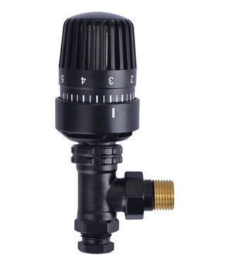 Wiesbaden Radiatorkraan Mat Zwart Haaks Thermostatische radiatorventiel 1/2''x15mm