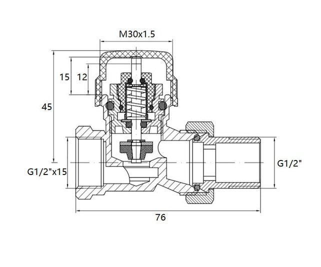 Radiatorkraan Wit Recht Thermostatische radiatorventiel 1/2''x15mm