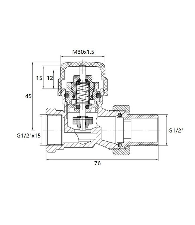 Radiatorkraan Wit Recht Thermostatische radiatorventiel 1/2''x15mm