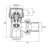 Radiatorkraan Wit Haaks Thermostatische radiatorventiel 1/2''x15mm