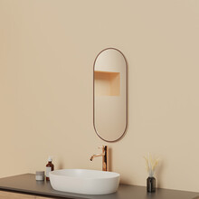 Spiegel Ovaal Renk met lijst geborsteld brons koper 30 x 70 cm - 38.3721