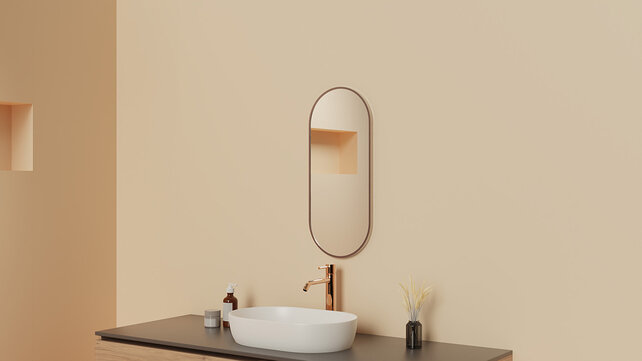 Spiegel Ovaal Renk met lijst geborsteld brons koper 30 x 70 cm - 38.3721