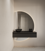 Badkamerspiegel Calypso Halve Maan Links 120 cm met Dimbaar LED verlichting en verwarming