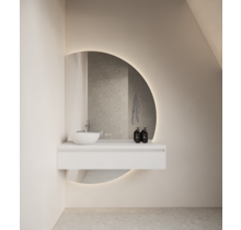 Badkamerspiegel Calypso Halve Maan Links 120 cm met Dimbaar LED verlichting en verwarming