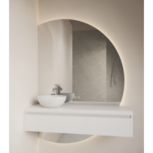 Badkamerspiegel Calypso Halve Maan Links 120 cm met Dimbaar LED verlichting en verwarming
