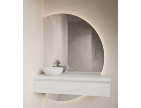 Badkamerspiegel Calypso Halve Maan Links 120 cm met Dimbaar LED verlichting en verwarming