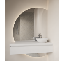 Badkamerspiegel Calypso Halve Maan Rechts 120 cm met Dimbaar LED verlichting en verwarming