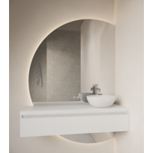 Badkamerspiegel Calypso Halve Maan Rechts 120 cm met Dimbaar LED verlichting en verwarming