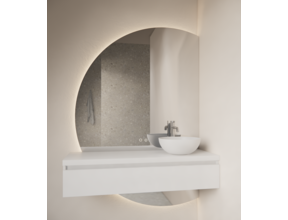 Badkamerspiegel Calypso Halve Maan Rechts 120 cm met Dimbaar LED verlichting en verwarming