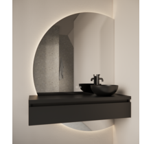 Badkamerspiegel Calypso Halve Maan Rechts 140 cm met Dimbaar LED verlichting en verwarming