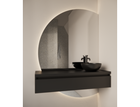 Badkamerspiegel Calypso Halve Maan Rechts 140 cm met Dimbaar LED verlichting en verwarming