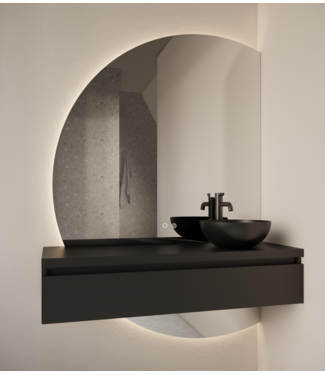 GLISS DESIGN Badkamerspiegel Calypso Halve Maan Rechts 140 cm met Dimbaar LED verlichting en verwarming
