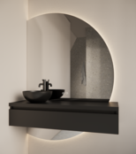 Badkamerspiegel Calypso Halve Maan Rechts 140 cm met Dimbaar LED verlichting en verwarming Badkamerspiegel Calypso Halve Maan Rechts 140 cm met Dimbaar LED verlichting en verwarming