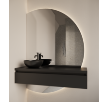 Badkamerspiegel Calypso Halve Maan Links 140 cm met Dimbaar LED verlichting en verwarming